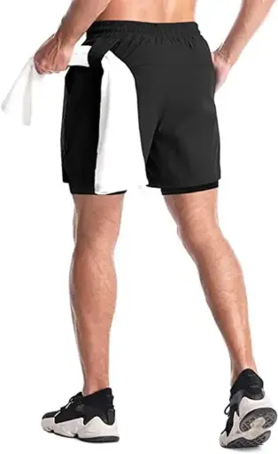Bold Fitness Men's 2 in 1 Workout Running Shorts Lightweight Training Yoga Gym Short with Pockets Cycling Shorts